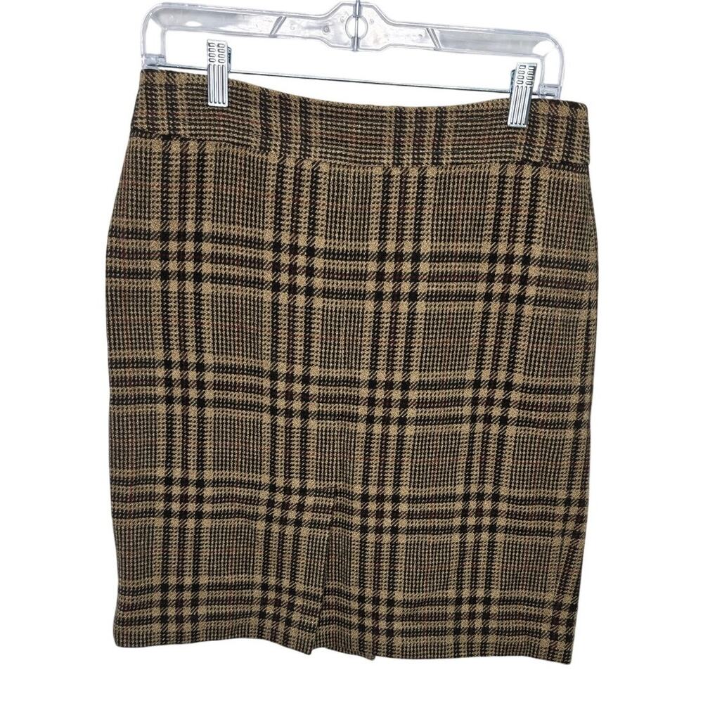Ann Taylor Virgin Wool Brown Academia Plaid Preppy Pencil High Waisted Skirt